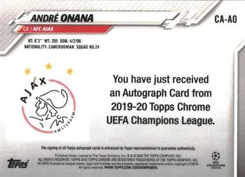 2019-20 Topps Chrome UEFA Champions League - Autographs #CA-AO André Onana Back