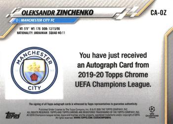 2019-20 Topps Chrome UEFA Champions League - Autographs #CA-OZ Oleksandr Zinchenko Back