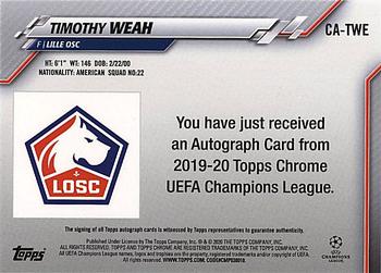 2019-20 Topps Chrome UEFA Champions League - Autographs #CA-TWE Timothy Weah Back