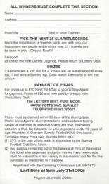 2007-08 Burnley F.C. Clarets Legends #NNO Jimmy Adamson Back