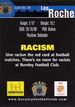 2003-04 Burnley F.C. #4 Lee Roche Back