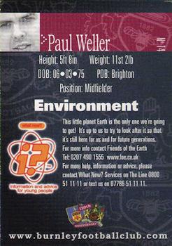 2002-03 Burnley F.C. Clarets #14 Paul Weller Back