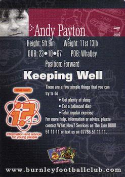 2002-03 Burnley F.C. Clarets #18 Andy Payton Back