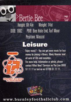 2002-03 Burnley F.C. Clarets #24 Bertie Bee Back