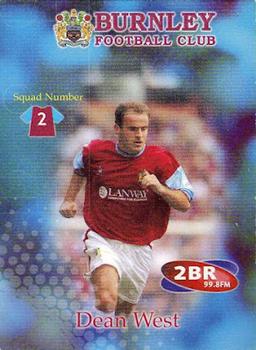 2001-02 Burnley F.C. #2 Dean West Front