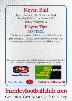 2001-02 Burnley F.C. #4 Kevin Ball Back