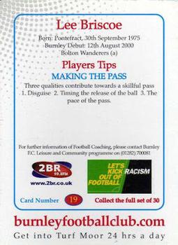 2001-02 Burnley F.C. #19 Lee Briscoe Back