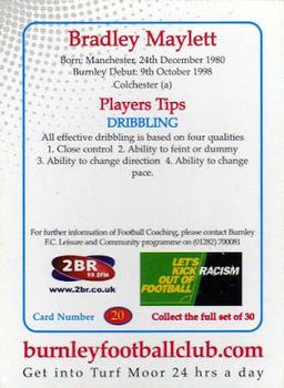 2001-02 Burnley F.C. #20 Brad Maylett Back