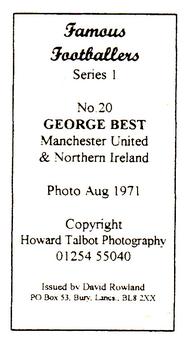 1999 David Rowland Famous Footballers Series 1 #20 George Best Back