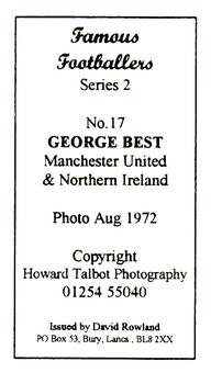 1999 David Rowland Famous Footballers Series 2 #17 George Best Back