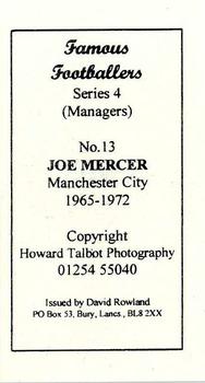 1999 David Rowland Famous Footballers Series 4 (Managers) #13 Joe Mercer Back