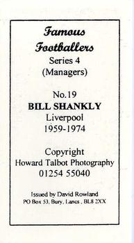 1999 David Rowland Famous Footballers Series 4 (Managers) #19 Bill Shankly Back