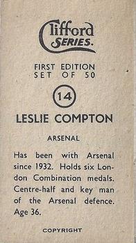1950 Clifford Footballers #14 Leslie Compton Back
