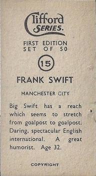 1950 Clifford Footballers #15 Frank Swift Back