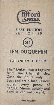 1950 Clifford Footballers #31 Len Duquemin Back