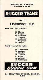 1957-58 Soccer Bubble Gum Soccer Teams Series 1 #17 Liverpool F.C. Back