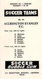 1957-58 Soccer Bubble Gum Soccer Teams Series 1 #41 Accrington Stanley F.C. Back
