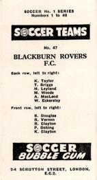 1957-58 Soccer Bubble Gum Soccer Teams Series 1 #47 Blackburn Rovers F.C. Back
