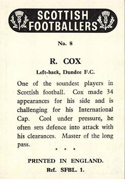 1960 Chix Confectionery Scottish Footballers #8 Bobby Cox Back