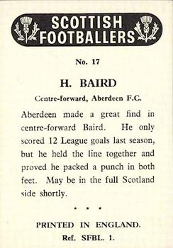 1960 Chix Confectionery Scottish Footballers #17 Hugh Baird Back