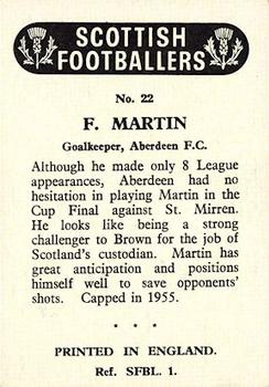 1960 Chix Confectionery Scottish Footballers #22 Fred Martin Back
