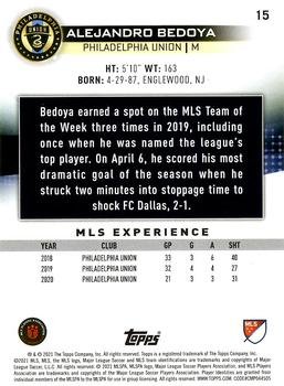 2021 Topps MLS #15 Alejandro Bedoya Back