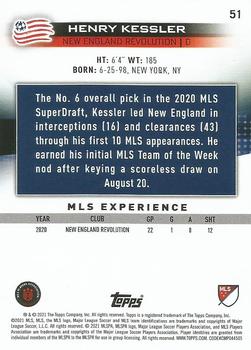 2021 Topps MLS #51 Henry Kessler Back