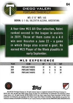 2021 Topps MLS #64 Diego Valeri Back