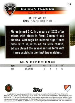 2021 Topps MLS #67 Edison Flores Back