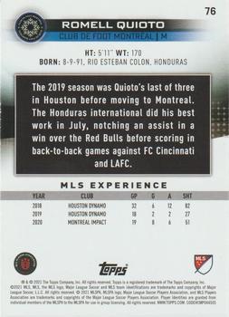 2021 Topps MLS #76 Romell Quioto Back