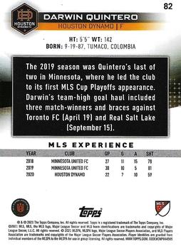 2021 Topps MLS #82 Darwin Quintero Back