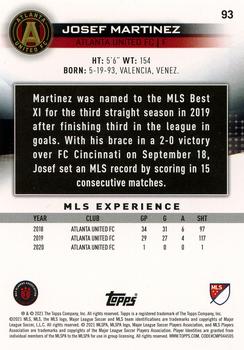 2021 Topps MLS #93 Josef Martinez Back
