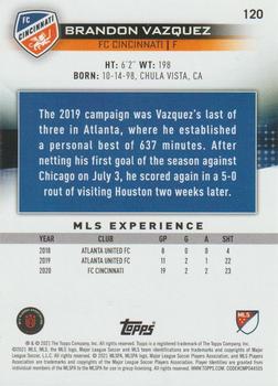 2021 Topps MLS #120 Brandon Vazquez Back