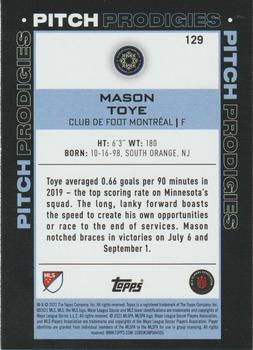 2021 Topps MLS #129 Mason Toye Back