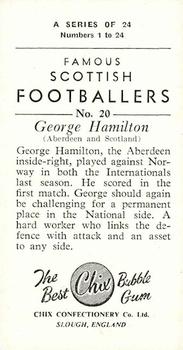 1954 Chix Confectionery Scottish Footballers #20 George Hamilton Back