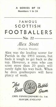 1954 Chix Confectionery Scottish Footballers #22 Alex Stott Back