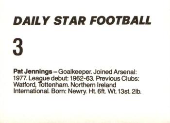 1980-81 Daily Star Football #3 Pat Jennings Back
