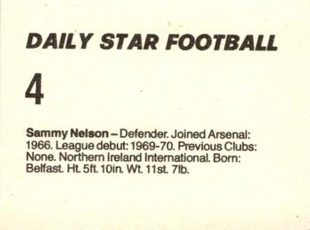 1980-81 Daily Star Football #4 Sammy Nelson Back