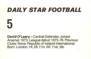 1980-81 Daily Star Football #5 David O'Leary Back