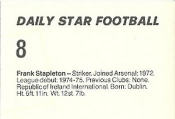 1980-81 Daily Star Football #8 Frank Stapleton Back
