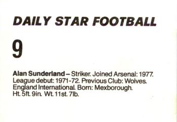 1980-81 Daily Star Football #9 Alan Sunderland Back