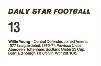 1980-81 Daily Star Football #13 Willie Young Back