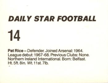 1980-81 Daily Star Football #14 Pat Rice Back