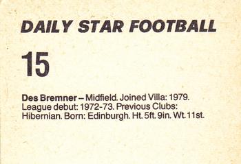 1980-81 Daily Star Football #15 Des Bremner Back