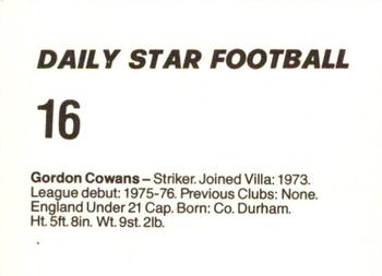 1980-81 Daily Star Football #16 Gordon Cowans Back