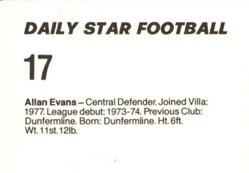 1980-81 Daily Star Football #17 Allan Evans Back