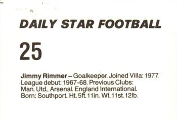1980-81 Daily Star Football #25 Jimmy Rimmer Back