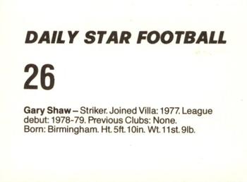 1980-81 Daily Star Football #26 Gary Shaw Back