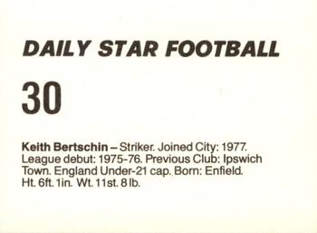 1980-81 Daily Star Football #30 Keith Bertschin Back