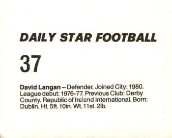 1980-81 Daily Star Football #37 David Langan Back